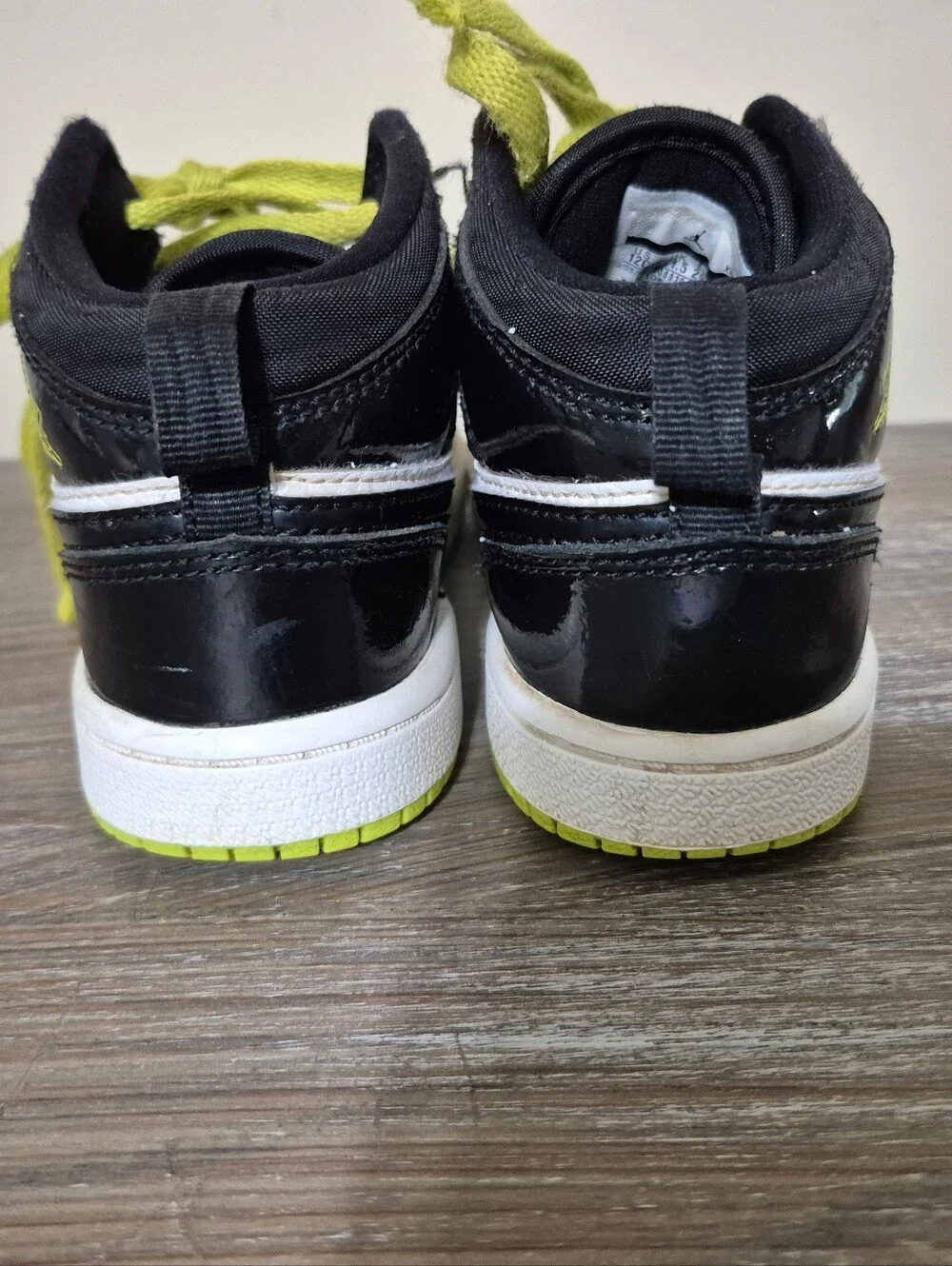 Air Jordan Nike Shoes BO6932-003. Child Size 12C. Black White Green Laces
